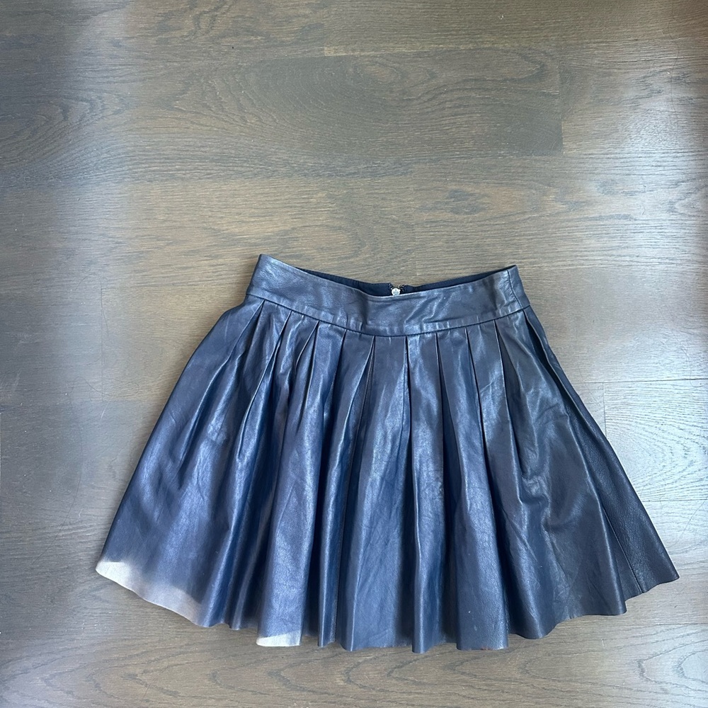 Alice + Olivia Navy Ombre Leather Skirt